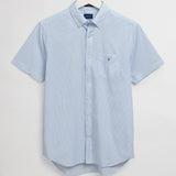 GANT Regular Fit Short Sleeve Banker Stripe Broadcloth Shirt Capri Blue