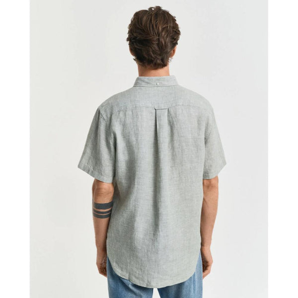 GANT Regular Fit Short Sleeve Linen Shirt In Kalamata Green