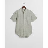 GANT Regular Fit Short Sleeve Linen Shirt In Kalamata Green