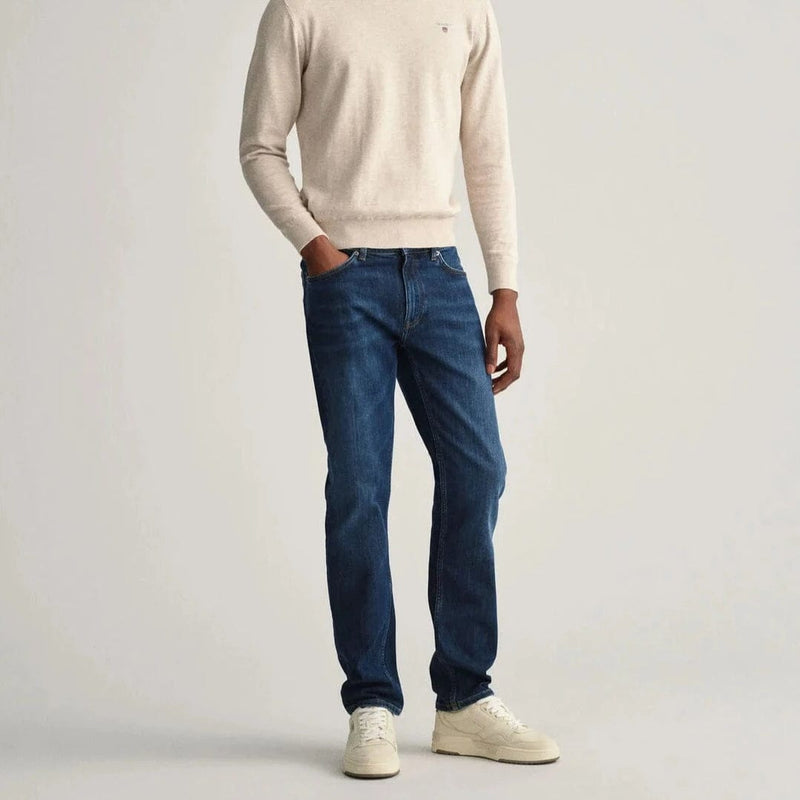 GANT Regular Fit Straight Jean Mid Blue