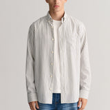 Gant Regular Fit Striped Archive Oxford Shirt in Eggshell