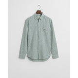 Gant Regular Fit Striped Cotton Linen Shirt In Woody Green