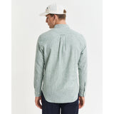 Gant Regular Fit Striped Cotton Linen Shirt In Woody Green