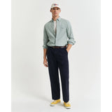 Gant Regular Fit Striped Cotton Linen Shirt In Woody Green