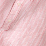 GANT Regular Fit Striped Linen Shirt In Geranium Pink