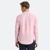 GANT Regular Fit Striped Linen Shirt In Geranium Pink