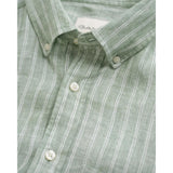 GANT Regular Fit Striped Linen Shirt In Kalamata Green