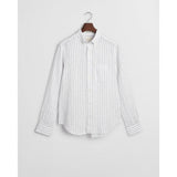 GANT Regular Fit Striped Linen Shirt In White