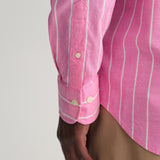 GANT Regular Fit Striped Oxford Shirt Perky Pink
