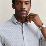 GANT Regular Fit Striped Seersucker Shirt In Vintage Blue