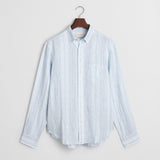 GANT Regular Fit Thin Striped Linen Shirt In Capri Blue