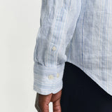 GANT Regular Fit Thin Striped Linen Shirt In Capri Blue