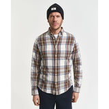 Gant Regular Fit Windblown Flannel Check Shirt In Cream