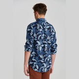 GANT Regular Linen Print Shirt In Marine