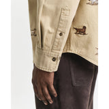 Gant Relaxed Fit Embroidered Twill Shirt In Oak Beige