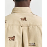 Gant Relaxed Fit Embroidered Twill Shirt In Oak Beige