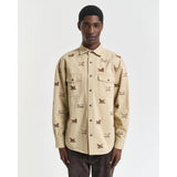 Gant Relaxed Fit Embroidered Twill Shirt In Oak Beige