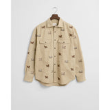 Gant Relaxed Fit Embroidered Twill Shirt In Oak Beige