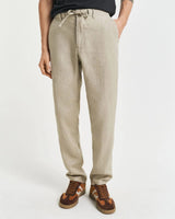 GANT Relaxed Fit Linen Drawstring Pants in Dry Sand