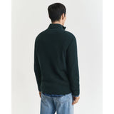Gant Ribbed Cotton Merino Wool Half-Zip Sweater In Tartan Green