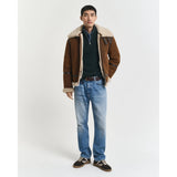 Gant Ribbed Cotton Merino Wool Half-Zip Sweater In Tartan Green