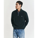 Gant Ribbed Cotton Merino Wool Half-Zip Sweater In Tartan Green