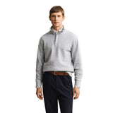 GANT Sacker Rib Half-Zip Sweatshirt In Grey Melange