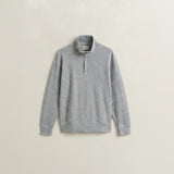 GANT Sacker Rib Half-Zip Sweatshirt In Grey Melange