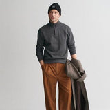 GANT Sacker Rib Half-Zip Sweatshirt in Antracit Melange