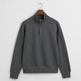 GANT Sacker Rib Half-Zip Sweatshirt in Antracit Melange
