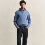 GANT Sacker Rib Half-Zip Sweatshirt In Blue Horizon