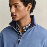 GANT Sacker Rib Half-Zip Sweatshirt In Blue Horizon
