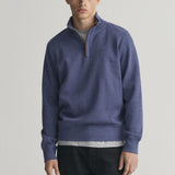 GANT Sacker Rib Half-Zip Sweatshirt in Jeansblue Melange