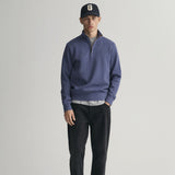 GANT Sacker Rib Half-Zip Sweatshirt in Jeansblue Melange