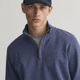 GANT Sacker Rib Half-Zip Sweatshirt in Jeansblue Melange