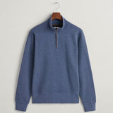 GANT Sacker Rib Half-Zip Sweatshirt in Jeansblue Melange