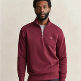 GANT Shield Half-Zip Sweatshirt Regular Fit In Deep Grape Wine