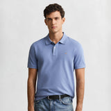 GANT Shield Pique Polo Shirt Regular Fit In Faded Denim