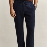 GANT Striped Linen Pants Regular Fit In Evening Blue