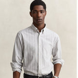 GANT Striped Mélange Poplin Shirt In Grey Melange