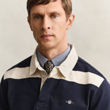 GANT Stripped Rugger Regular Polo Shirt In Evening Blue
