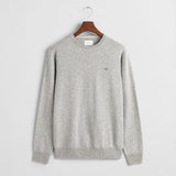 GANT Superfine Lambswool Half Zip Cardigan in Grey Melange