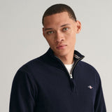 GANT Superfine Lambswool Half Zip Sweater In Marine