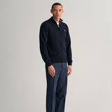 GANT Superfine Lambswool Half Zip Sweater In Marine