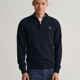 GANT Superfine Lambswool Half Zip Sweater In Marine