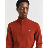 Gant Superfine Lambswool Half-Zip Sweater In Modern Rust