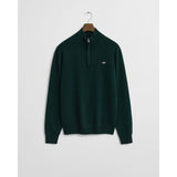 GANT Superfine Lambswool Half-Zip Sweater In Tartan Green