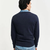 GANT  Superfine Lambswool V-Neck Sweater in Navy Melange