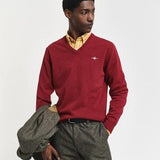 GANT  Superfine Lambswool V-Neck Sweater in Plumped Red