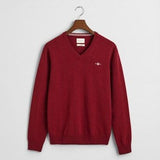 GANT  Superfine Lambswool V-Neck Sweater in Plumped Red